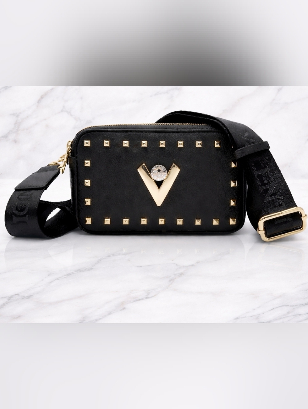 Valentino Orlandi Black Studded Crossbody  NWT Designer Camera Bag